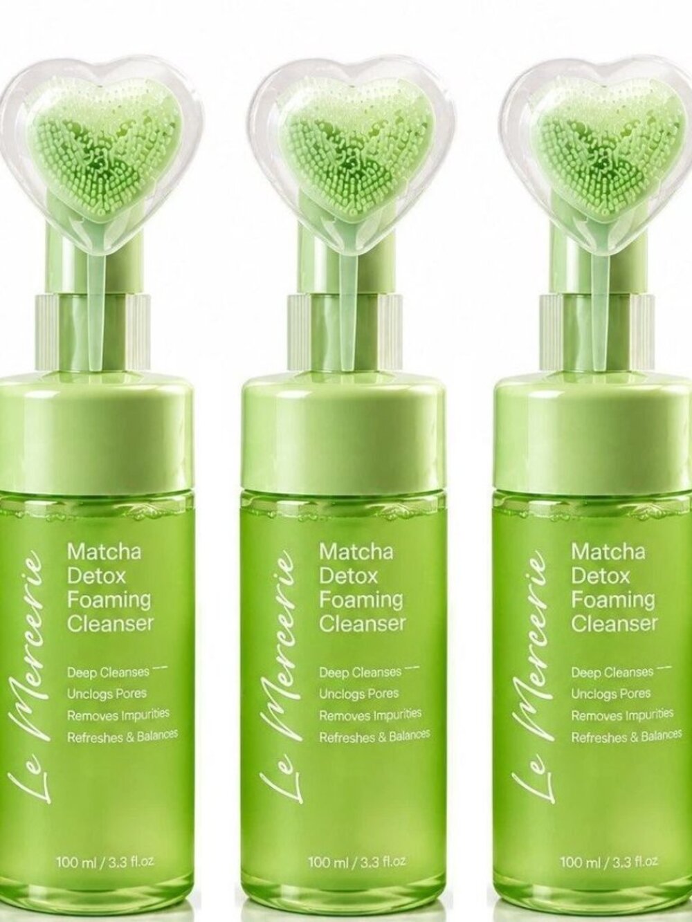Le Mercerie Matcha Detox Foaming Cleanser 3.3 fl oz / 100 ml (3-Pack Bundle)